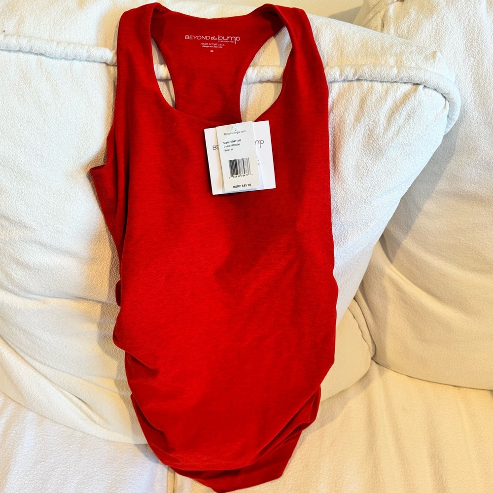 BRAND NEW Beyond Yoga beyond the bump red Maternity racerback tank top